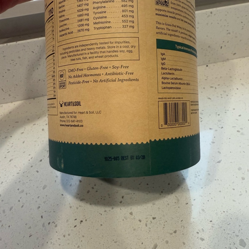 Heart & Soul Unflavored Whey Protein Powder - Picture 5 of 5